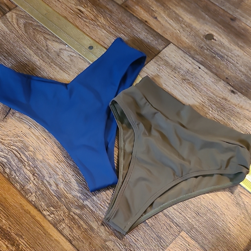 Stylish Blue and Tan Women's Swimwear